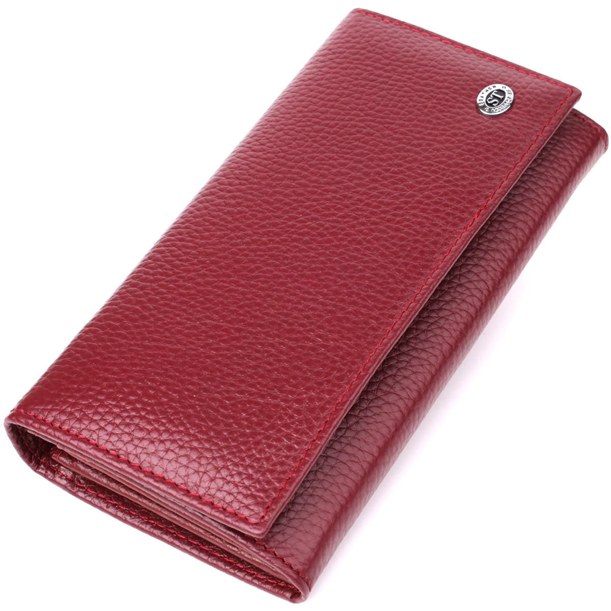 Практичний вертикальний гаманець із натуральної шкіри ST Leather 23085 Бордовий, фото 1