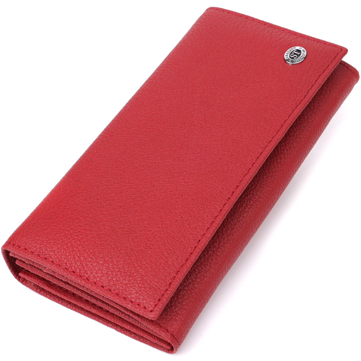 Яскравий вертикальний гаманець із натуральної шкіри ST Leather 23087 Червоний, фото 1