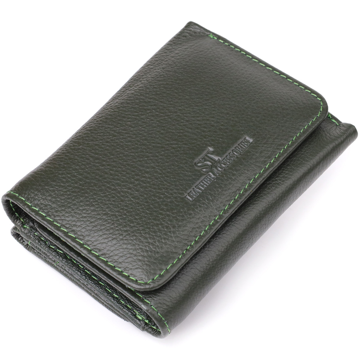 Маленький гаманець зручного формату із натуральної шкіри ST Leather 23076 Зелений, фото 1