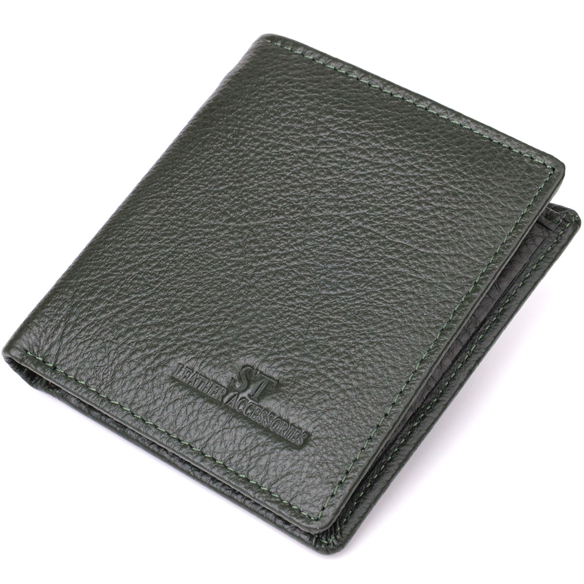 Жіночий гаманець на магніті з натуральної шкіри ST Leather 23093 Зелений, фото 1