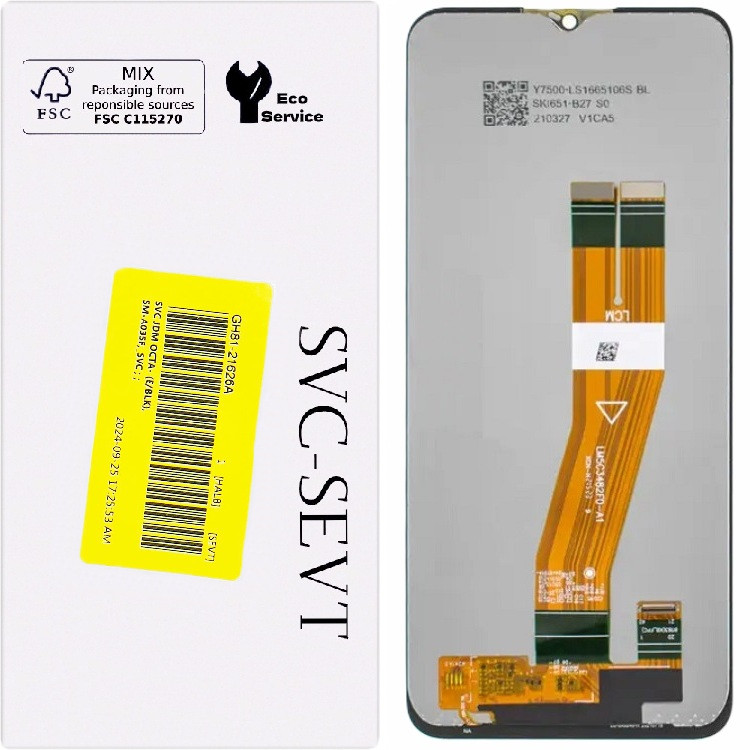 Дисплей Samsung A035 Galaxy A03 чорний, 160.5 x 72 mm, оригінал, сервісне пакування, GH82-20227A, фото 1