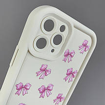 Чохол для Apple iPhone 11 Pro молочний з високими бортами з рожевими бантиками на айфон 11 про q07r, фото 3