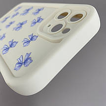 Чохол для Apple iPhone 11 Pro молочний з високими бортами з бузковими бантиками на айфон 11 про q07u, фото 5