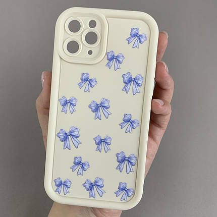 Чохол для Apple iPhone 11 Pro молочний з високими бортами з бузковими бантиками на айфон 11 про q07u, фото 1