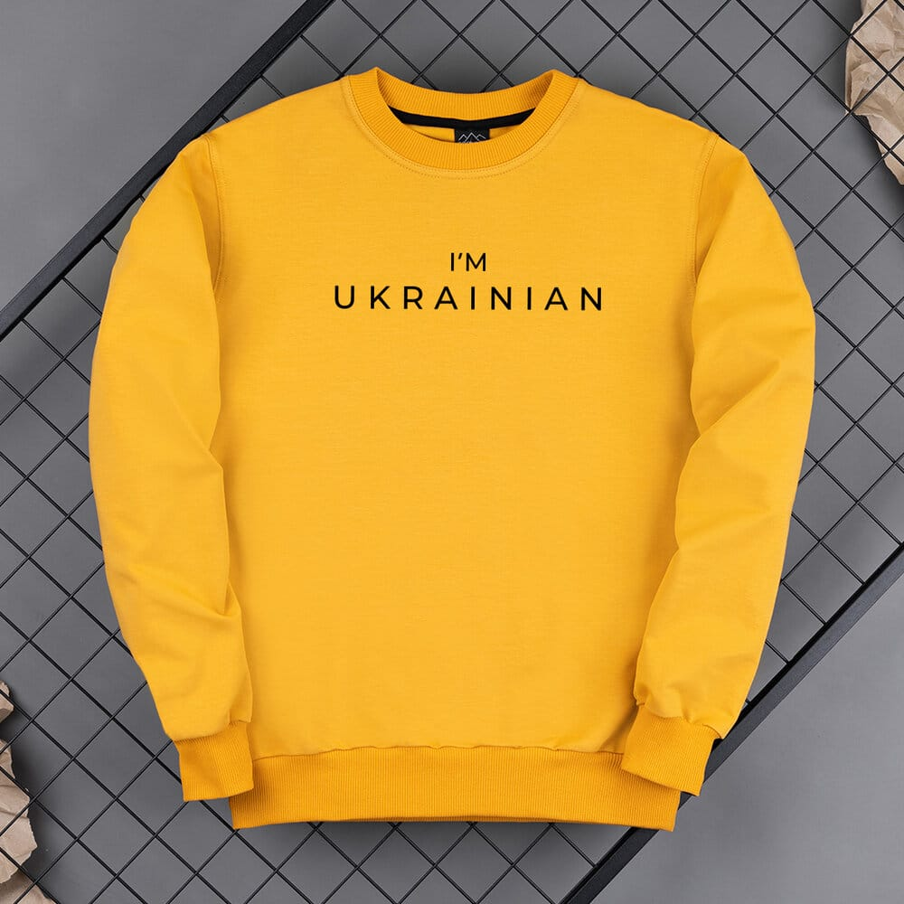 Чоловічий світшот (жовтий, наклейка чорна)