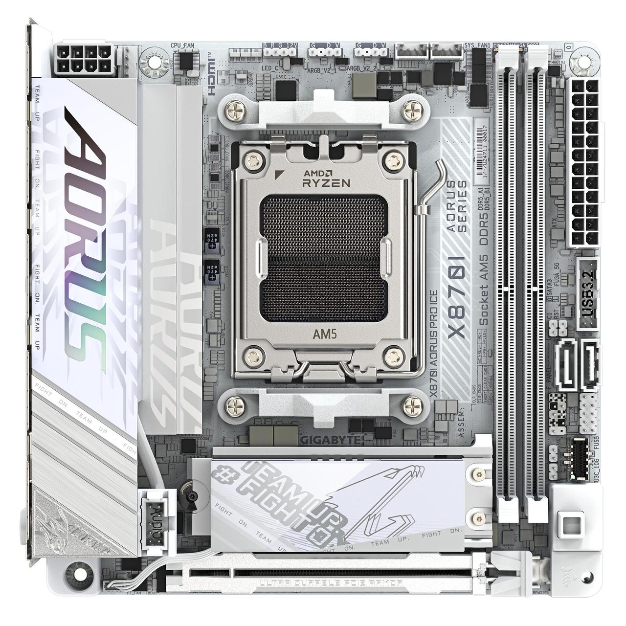 Gigabyte Материнська плата X870I AORUS PRO ICE sAM5 X870I AORUS PRO ICE 2xDDR5 M.2 Wi-Fi BT HDMI Type-C ATX