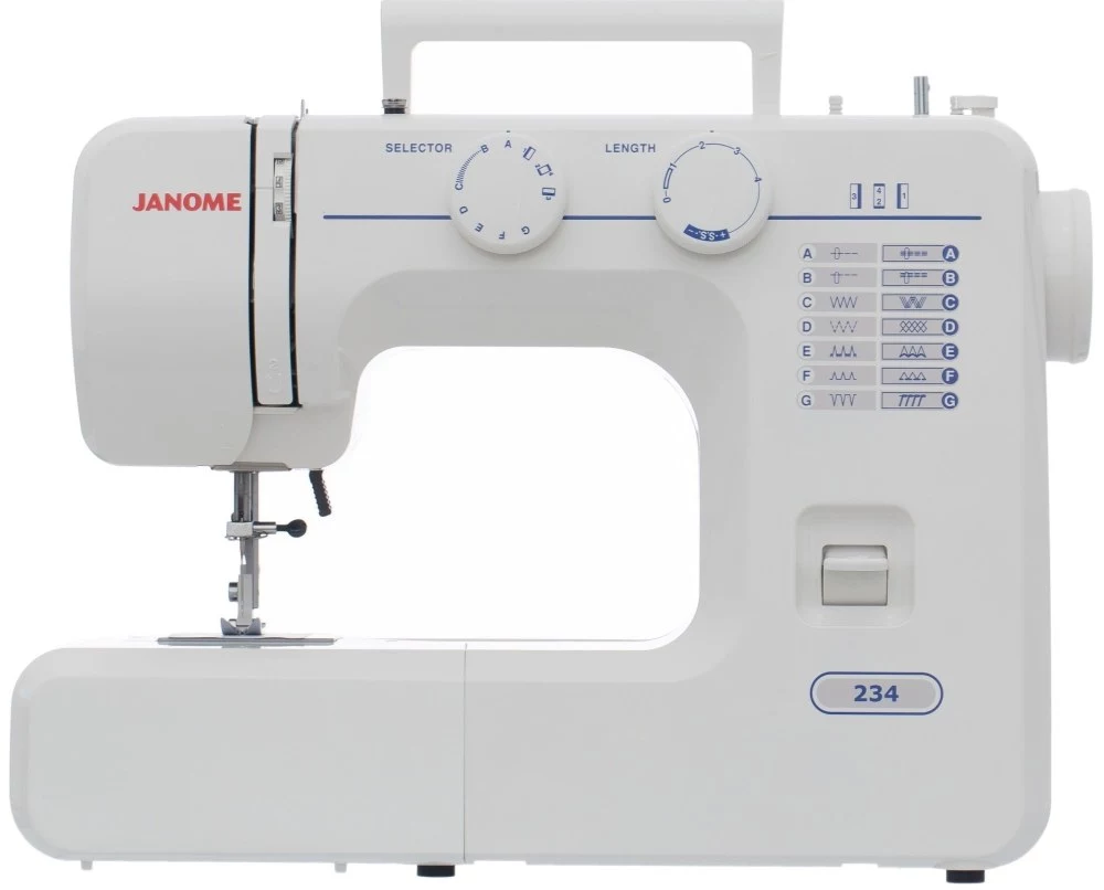 Janome Швейна машина 234, електромех., 60Вт, 15 шв.оп., петля напівавтомат, білий