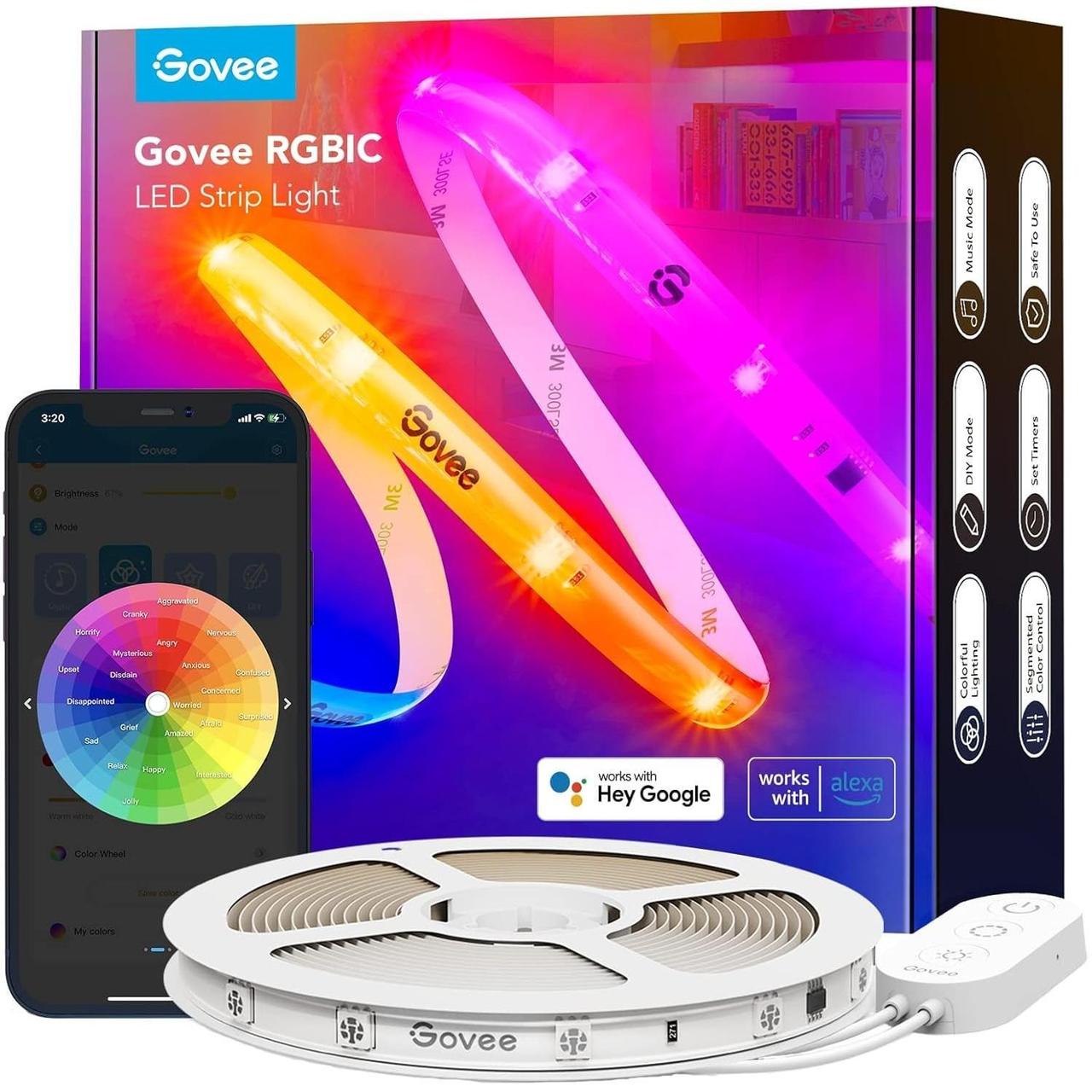 Govee Стрічка світлодіодна розумна H612C Strip Light S With Protective Coating, 10м, RGBICW, WI-FI/Bluetooth,