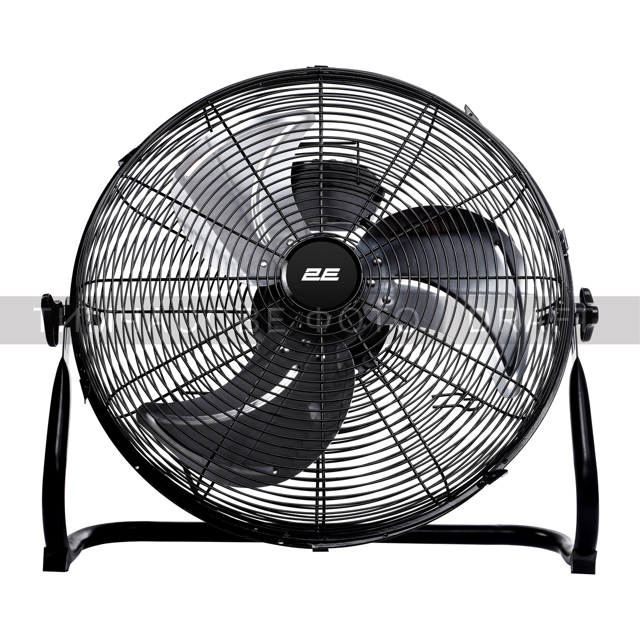 2E Вентилятор підлоговий професійний, 30см, 60Вт, кнопки, двигун алюміній 100%, чорний, фото 1