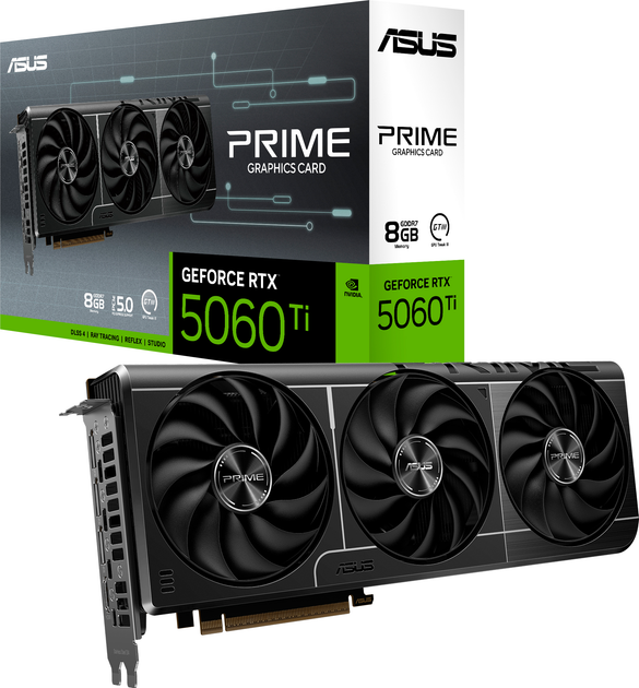 Відеокарта ASUS PCI-Ex GeForce RTX 5060 Ti PRIME 8GB GDDR7 (128bit) (2602/28000) (HDMI, 3 x DisplayPort) (PRIM, фото 1