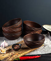 Набір салатників з орнаментом 400 мл з червоної глини 6 шт