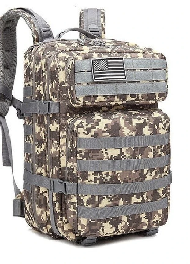Тактичний армійський рюкзак 1000D об'ємом 50.01 л, MOLLE-сітка, амортизаційні плечові ремені Камуфляж