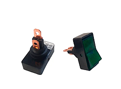 Клавіша із зеленим підсвічуванням 34х20 3 конт, отвір 12мм 12V ASW-11Dз smart
