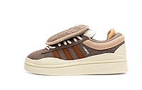 Женские кроссовки Adidas Campus x Bad Bunny Brown Beige (коричнево-бежевые) стильные кроссы платформа Y15086