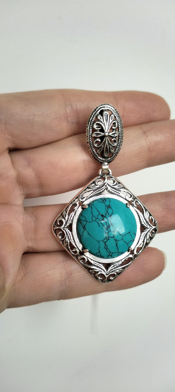 Срібна підвіска з бірюзою, фото 1
