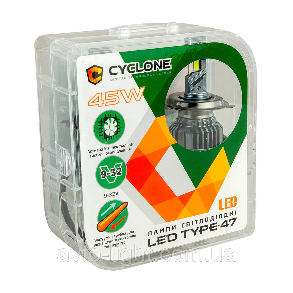 CYCLONE LED H4 H/L 5500K type 47 2шт., фото 1