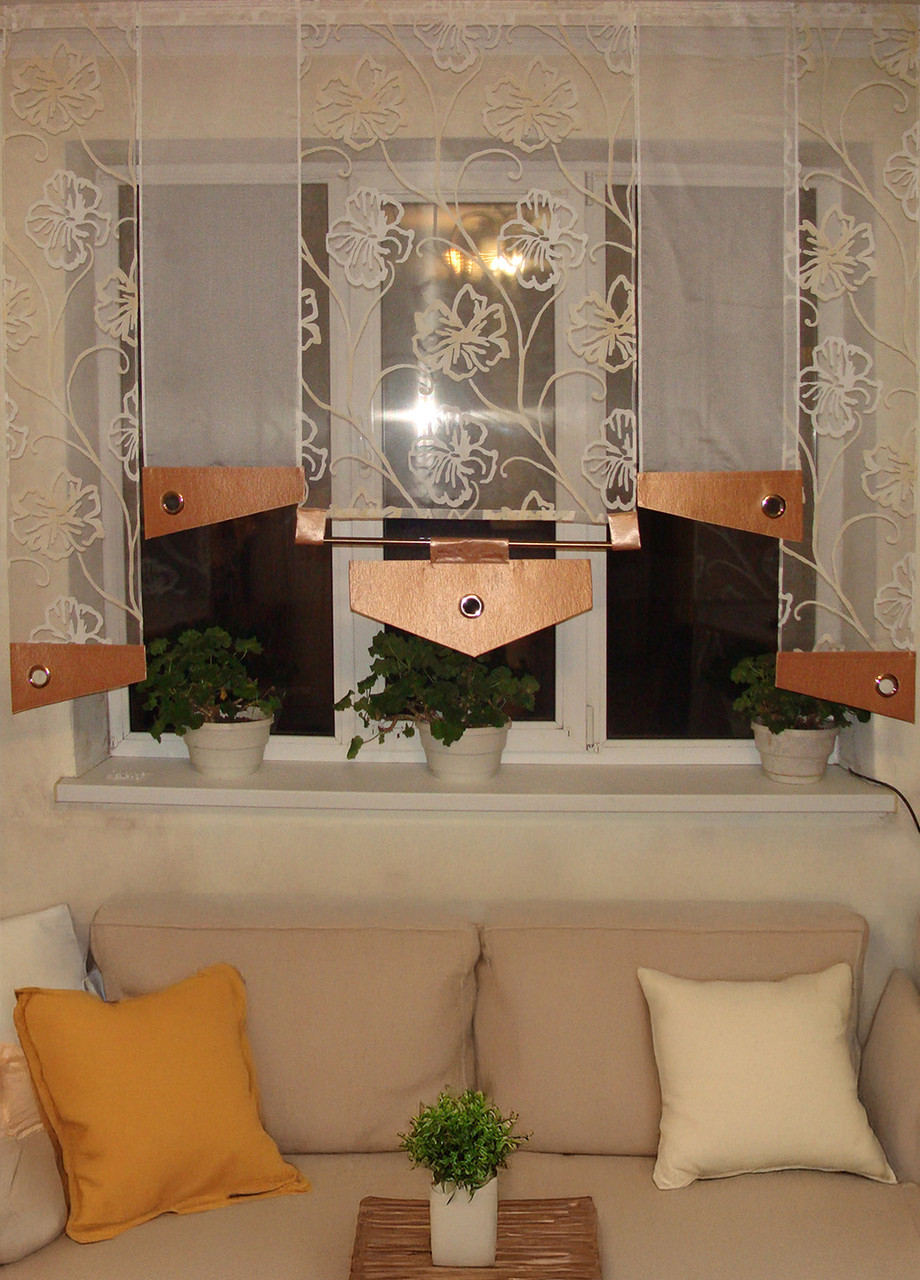 Комплект японських фіранок Квіточки Firanka 195см 5шт бежеві (22_2п), фото 1