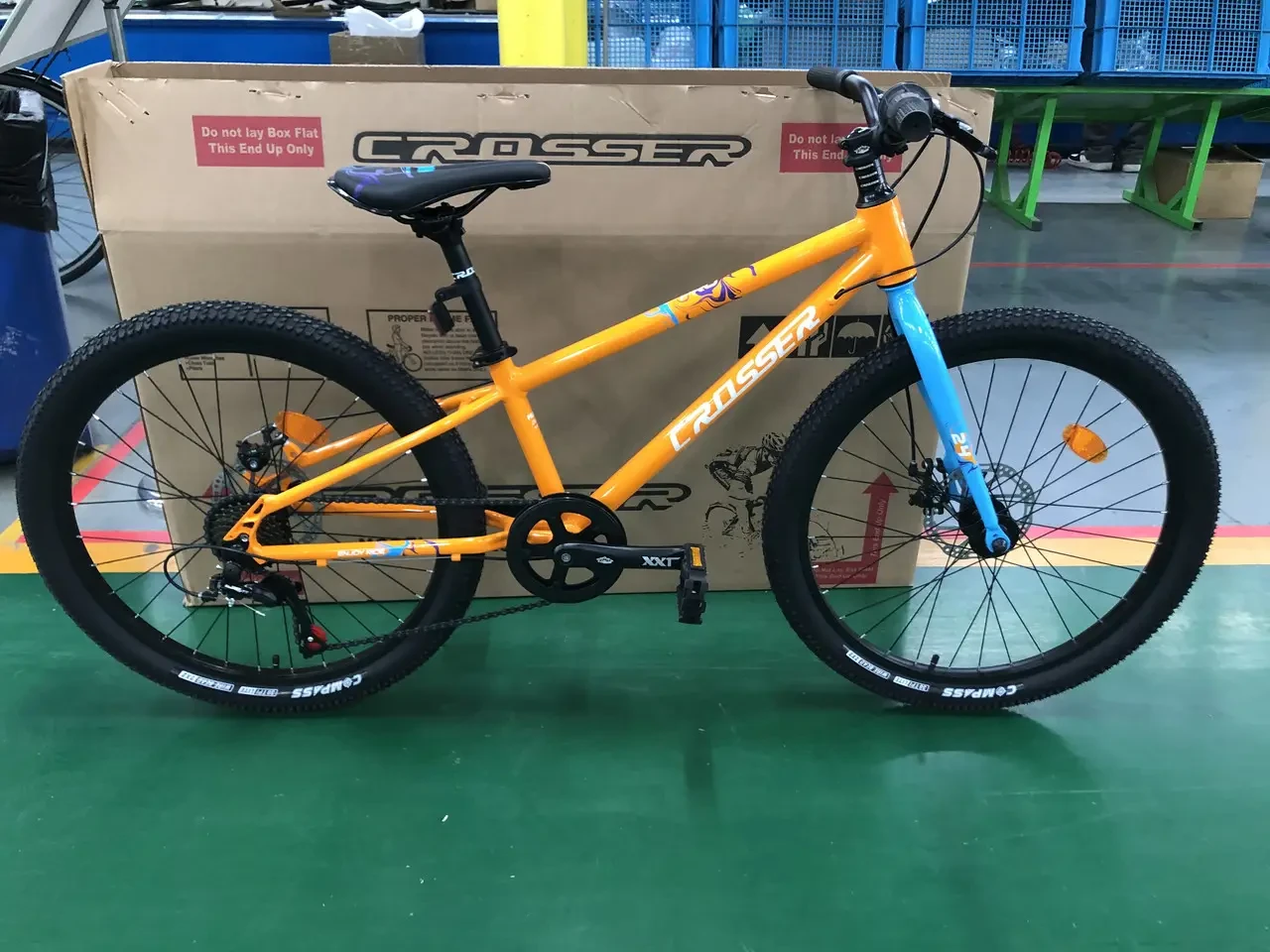 Велосипед гірський двоколісний на алюмінієвій рамі 11" Crosser Super Light 24 дюйми Жовтогарячий