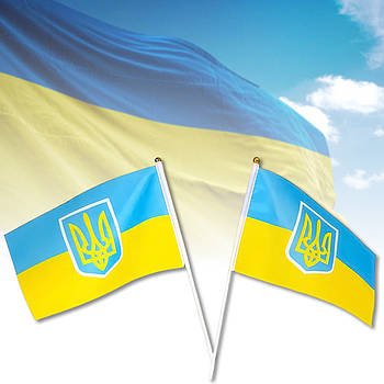 Прапор України 20×28 см на пластиковому штоку 40 см 2-34 Упаковка 25 шт.