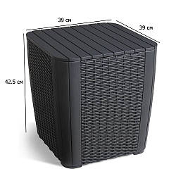 Кавовий столик із пластику Luzon round wicker 39 см графіт із функцією зберігання для дачі