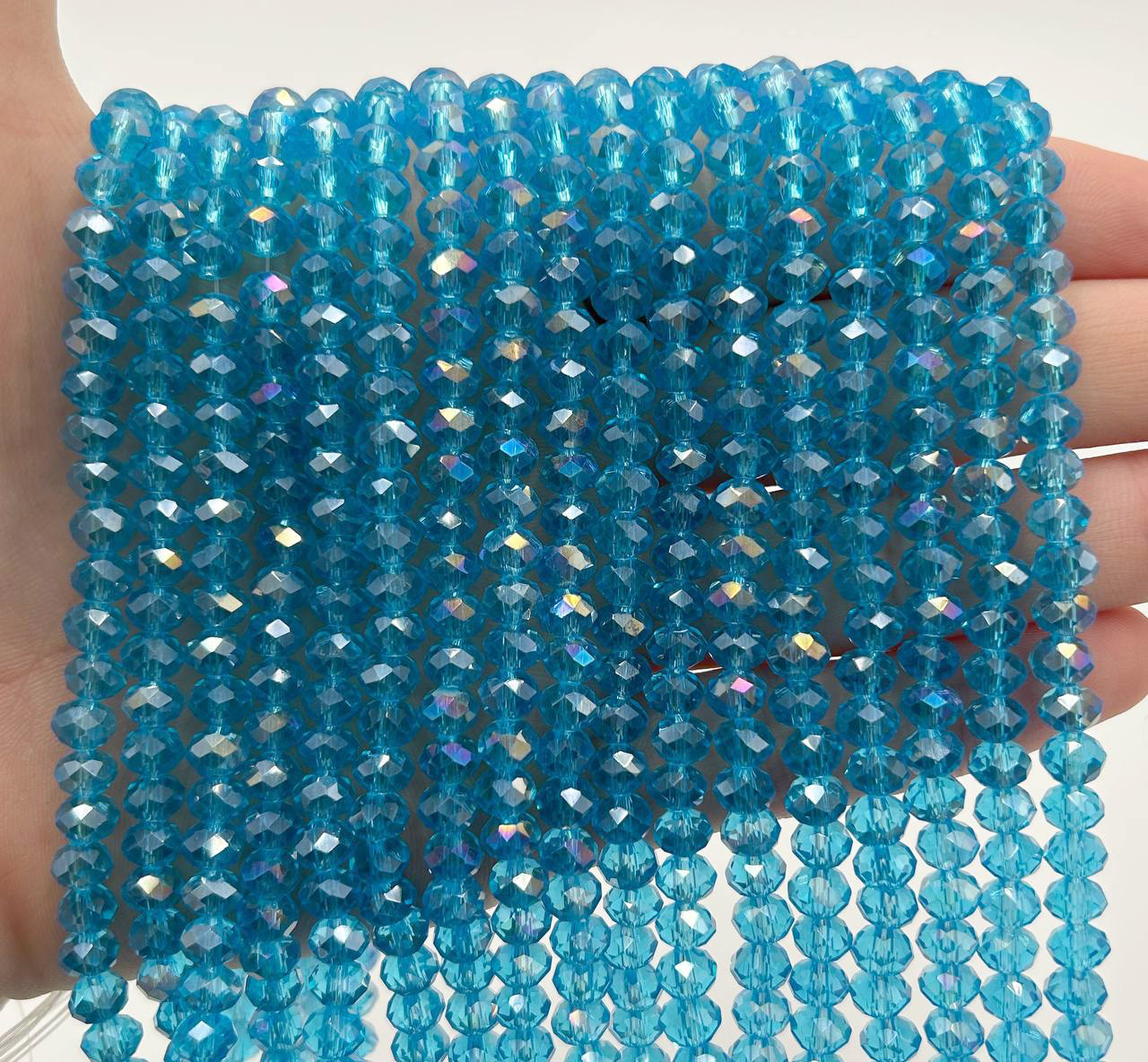 Намистини рондель / 6х4мм / К-ть: 80-90 шт / Прозорий / з АБ / Лазурний, фото 1