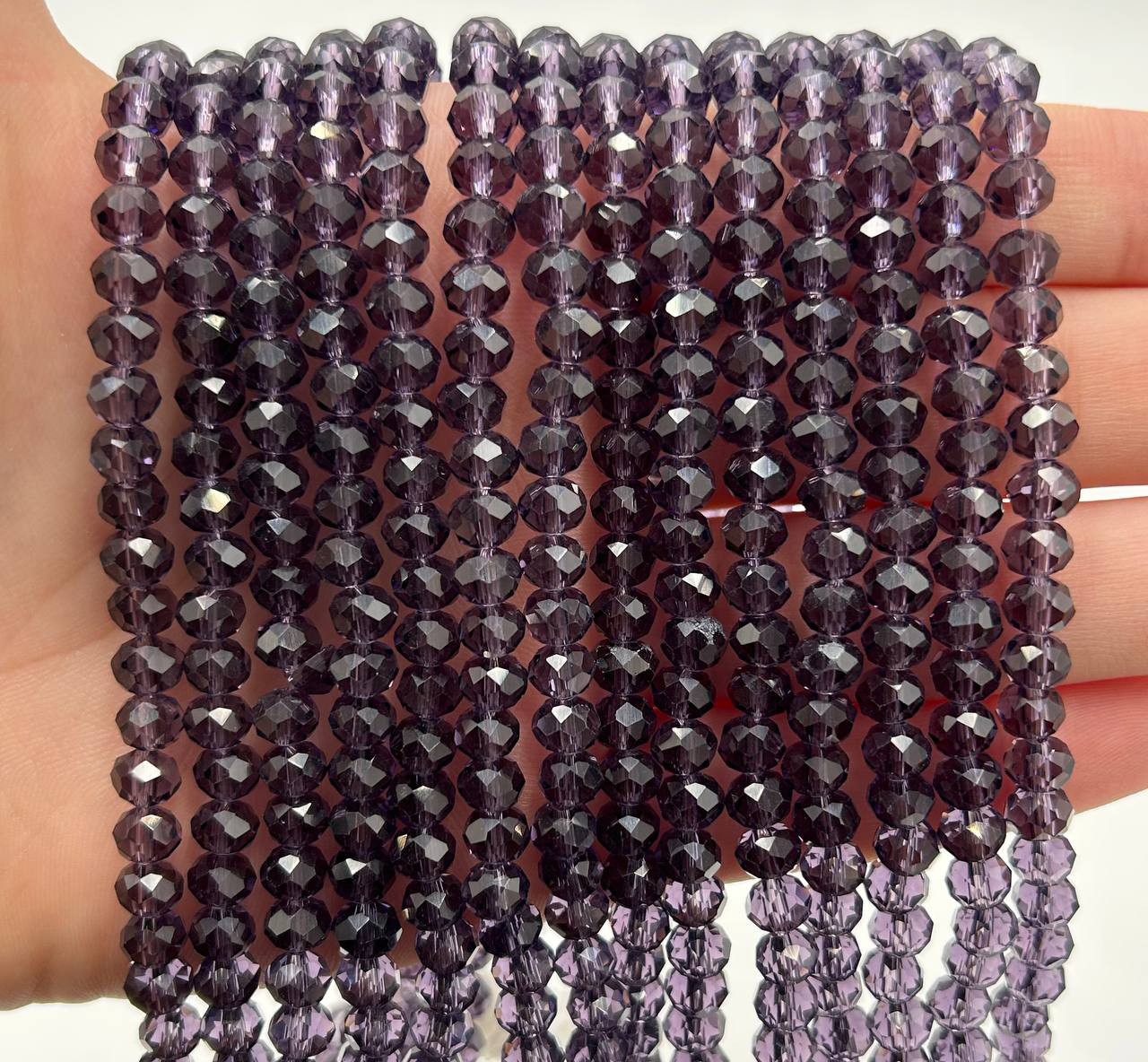 Намистини рондель / 6х4 мм / Кількість: 80-90 шт / Прозорий / Баклажановий №39, фото 1