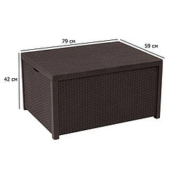 Садовий столик скриня Arica 79х59 см коричневий пластиковий для вулиці
