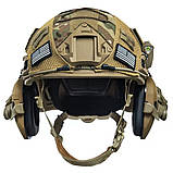 Шолом балістичний Fast NTS NIJ IIIA койот + кавер + чебурашки + навушники волкерс + ліхтар S, M-L, L-XL, фото 4