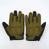 Тактичні повнопалі рукавички з гумовим захистом і перфорованою шкірою, фото 9
