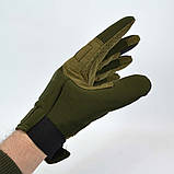Тактичні повнопалі рукавички з гумовим захистом і перфорованою шкірою, фото 4