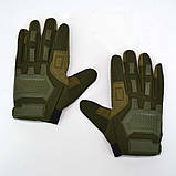 Тактичні повнопалі рукавички з гумовим захистом і перфорованою шкірою, фото 8