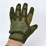 Тактичні повнопалі рукавички з гумовим захистом і перфорованою шкірою, фото 2