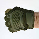 Тактичні повнопалі рукавички з гумовим захистом і перфорованою шкірою, фото 7