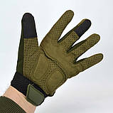 Тактичні повнопалі рукавички з гумовим захистом і перфорованою шкірою, фото 3