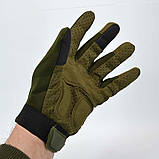 Тактичні повнопалі рукавички з гумовим захистом і перфорованою шкірою, фото 5