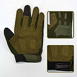 Тактичні повнопалі рукавички з гумовим захистом і перфорованою шкірою, фото 10