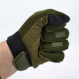 Тактичні повнопалі рукавички з гумовим захистом і перфорованою шкірою, фото 6