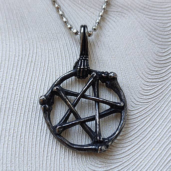 Кулон Пентаграма з кісток сталевий на ланцюжку AST79, фото 1