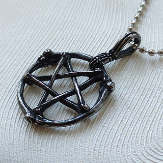 Кулон Пентаграма з кісток сталевий на ланцюжку AST79, фото 2