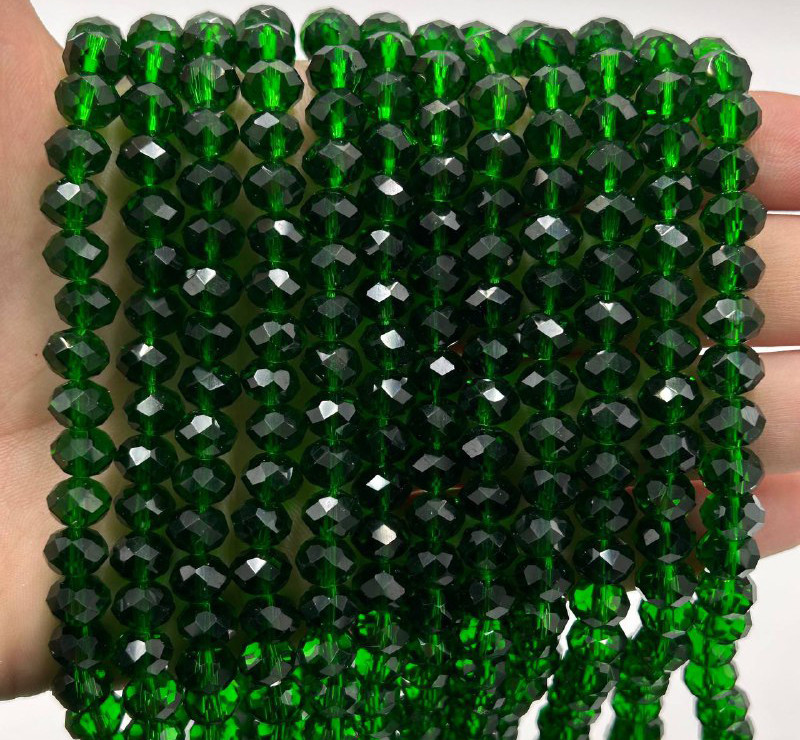 Намистини рондель / 8*6 мм / Кількість: 65-70 шт / Прозорий / Пляшковий №23, фото 1