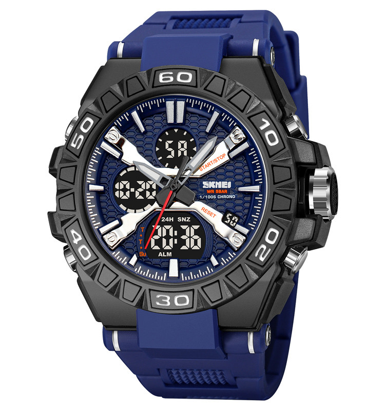 Чоловічий спортивний годинник Skmei 2220 (темно-синій ремінець і циферблат, чорний корпус) 🔵
