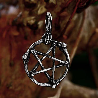 Кулон Пентаграма з кісток сталевий на ланцюжку AST79, фото 3