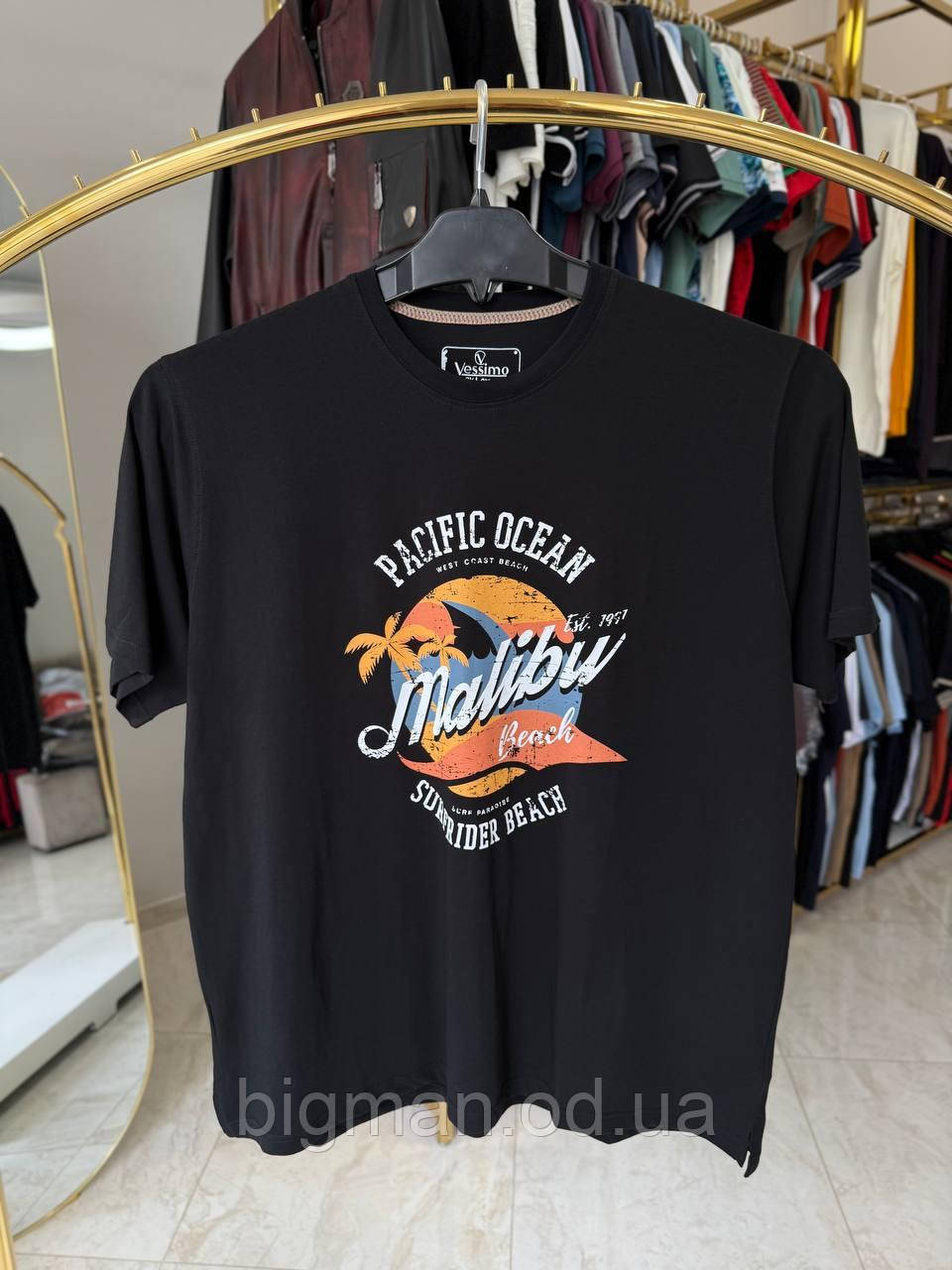 Чоловіча футболка MALIBU 8260 (батал) 3-7XL чорна