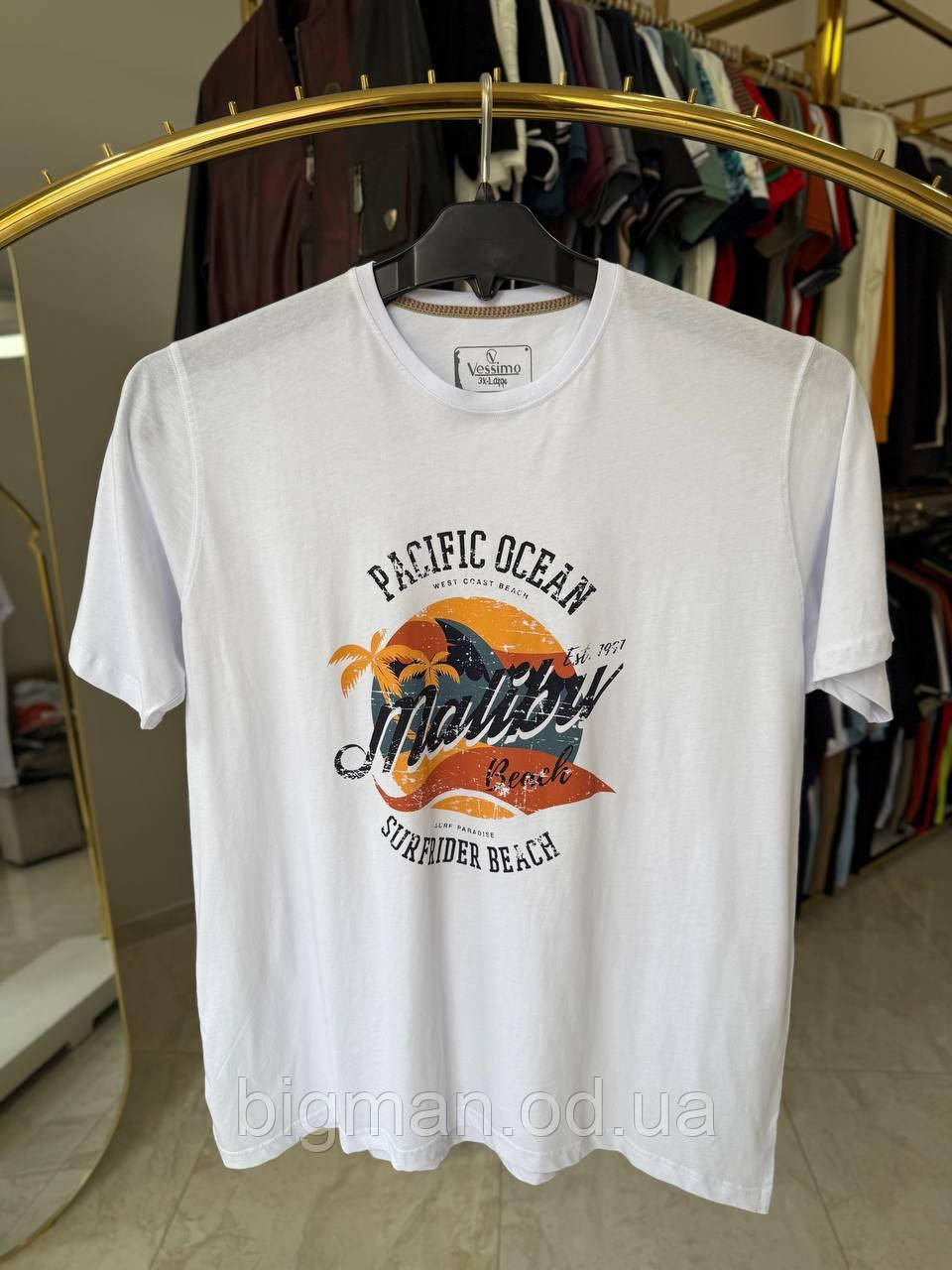 Чоловіча футболка MALIBU 8260 (батал) 3-7XL біла