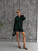 Зелений жіночий базовий стильний костюм-двійка тканина гофре: Шорти та Сорочка з ідеальною посадкою, фото 7