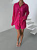 Малиновий жіночий базовий стильний костюм-двійка тканина гофре: Шорти та Сорочка з ідеальною посадкою, фото 6