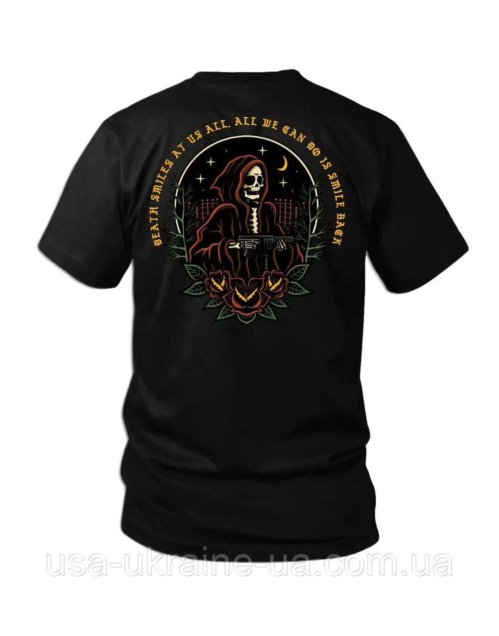 Тактична футболка Savage Tacticians 'Smile Back' - смерть в капюшоні з автоматом, фото 1