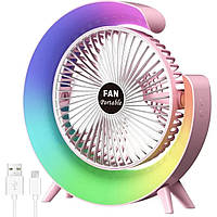 Міні вентилятор USB настільний на акумуляторі з RGB підсвічуванням Fan F13, безшумний портативний