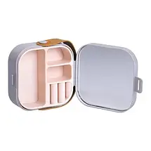 Міні-шкатулка для прикрас із дзеркалом Mini Box 9х9х3,8 см Кейс-органайзер із пластику сірий, фото 5
