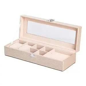 Скринька для прикрас 31х11х8 см Кейс-органайзер з еко шкіри бежевий